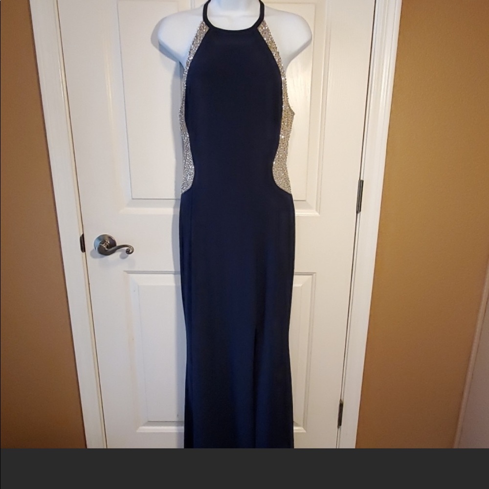 Xscape long embellished formal dress